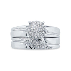 0.19ct 14k White Gold Diamond Pave Wedding Set 2-pc