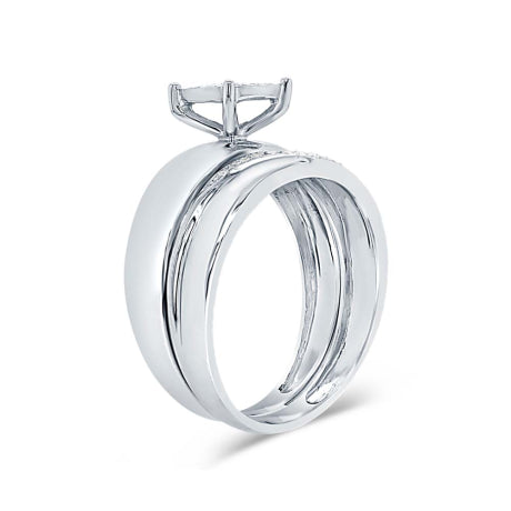 0.19ct 14k White Gold Diamond Pave Wedding Set 2-pc