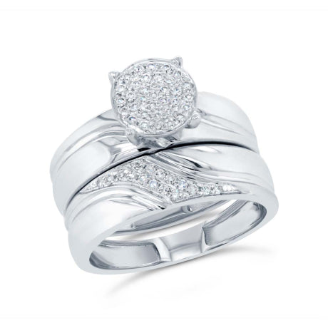 0.16ct 14k White Gold Diamond Pave Wedding Set 2-pc Size 3.75