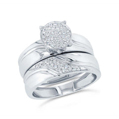 0.16ct 14k White Gold Diamond Pave Wedding Set 2-pc Size 3.75