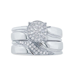 0.16ct 14k White Gold Diamond Pave Wedding Set 2-pc Size 3.75