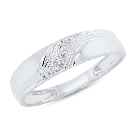 0.05ct 14k White Gold Diamond Men's Band