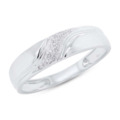0.05ct 14k White Gold Diamond Men's Band