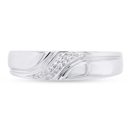 0.05ct 14k White Gold Diamond Men's Band