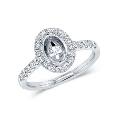 0.41ct 14k White Gold Diamond Semi-mount Ring for 7.5x5.5mm Center