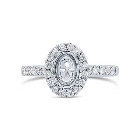 0.41ct 14k White Gold Diamond Semi-mount Ring for 7.5x5.5mm Center