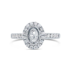 0.41ct 14k White Gold Diamond Semi-mount Ring for 7.5x5.5mm Center