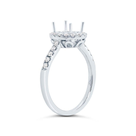 0.41ct 14k White Gold Diamond Semi-mount Ring for 7.5x5.5mm Center