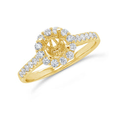 0.58ct 18k Yellow Gold Diamond Semi-mount Ring for 0.75ct Center