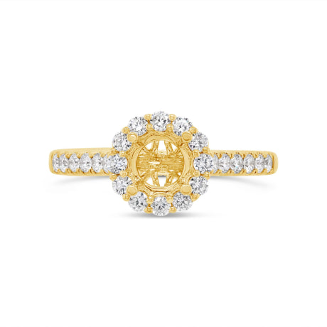 0.58ct 18k Yellow Gold Diamond Semi-mount Ring for 0.75ct Center Size 8.5