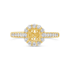 0.58ct 18k Yellow Gold Diamond Semi-mount Ring for 0.75ct Center Size 8.5