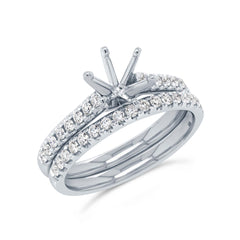 0.47ct 14k White Gold Diamond Semi-mount Ring 2-pc For 1.00ct Center