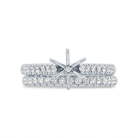 0.47ct 14k White Gold Diamond Semi-mount Ring 2-pc For 1.00ct Center