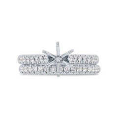 0.47ct 14k White Gold Diamond Semi-mount Ring 2-pc For 1.00ct Center