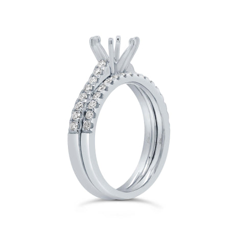 0.47ct 14k White Gold Diamond Semi-mount Ring 2-pc For 1.00ct Center