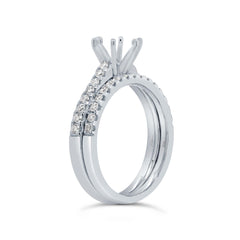 0.47ct 14k White Gold Diamond Semi-mount Ring 2-pc For 1.00ct Center