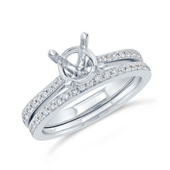 0.44ct 14k White Gold Diamond Semi-mount Ring 2-pc for 1.00ct Center