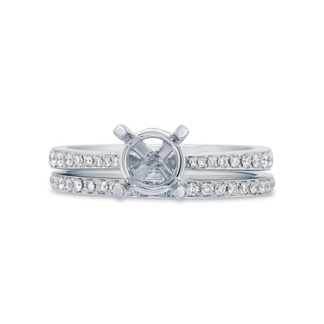 0.44ct 14k White Gold Diamond Semi-mount Ring 2-pc for 1.00ct Center