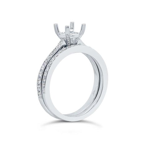 0.44ct 14k White Gold Diamond Semi-mount Ring 2-pc for 1.00ct Center