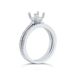 0.44ct 14k White Gold Diamond Semi-mount Ring 2-pc for 1.00ct Center
