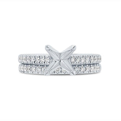 0.49ct 14k White Gold Diamond Semi-mount Ring 2-pc for 2.00ct Center