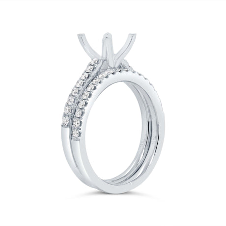 0.49ct 14k White Gold Diamond Semi-mount Ring 2-pc for 2.00ct Center