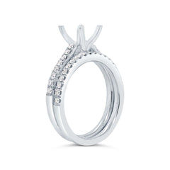 0.49ct 14k White Gold Diamond Semi-mount Ring 2-pc for 2.00ct Center