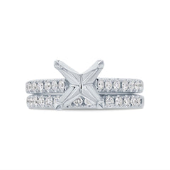 0.64ct 14k White Gold Diamond Semi-mount Ring 2-pc for 3.00ct Center