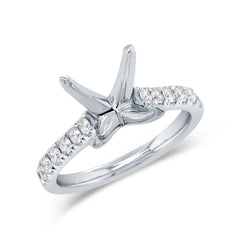 0.43ct 14k White Gold Diamond Semi-mount Ring for 4.00ct Center