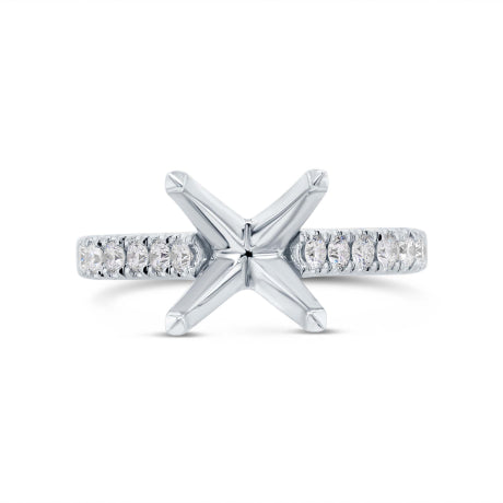 0.43ct 14k White Gold Diamond Semi-mount Ring for 4.00ct Center