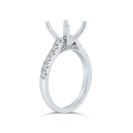 0.43ct 14k White Gold Diamond Semi-mount Ring for 4.00ct Center
