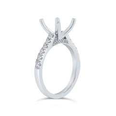 0.43ct 14k White Gold Diamond Semi-mount Ring for 4.00ct Center