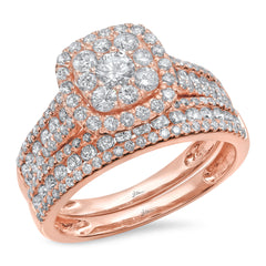 1.45ct 14k Rose Gold Diamond Wedding Set Cluster