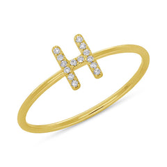 0.05ct 14k Yellow Gold Diamond Lady's Ring - Letter H Size 5.5