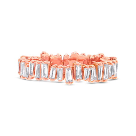 0.67ct 14k Rose Gold Diamond Baguette Lady's Band Size 5.5