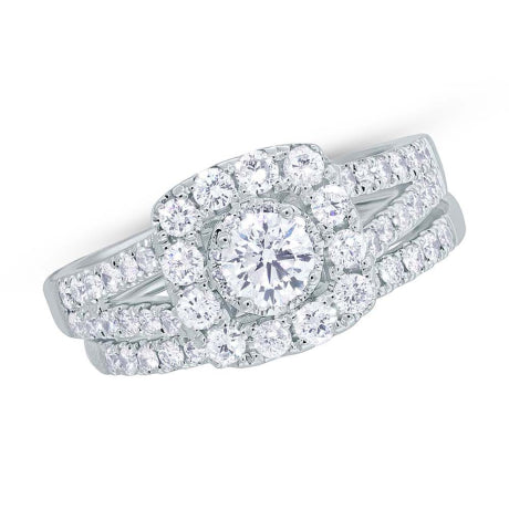0.40ct Round Brilliant Center and 1.00ct Side 14k White Gold Diamond Wedding Set