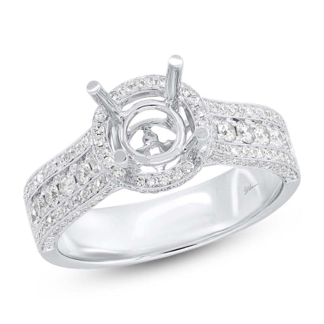 0.71ct 14k White Gold Diamond Semi-mount Ring 2-pc for 1.00ct Center