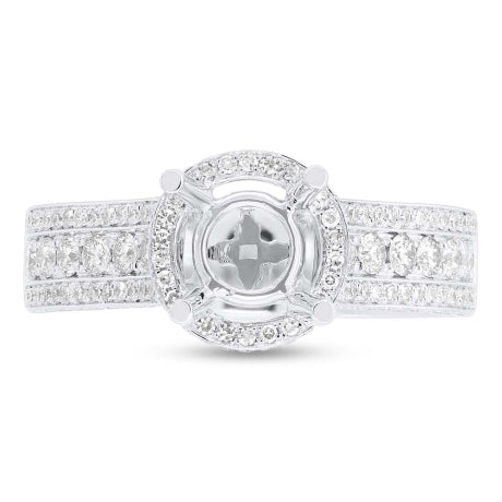 0.71ct 14k White Gold Diamond Semi-mount Ring 2-pc for 1.00ct Center