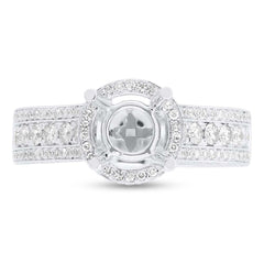 0.71ct 14k White Gold Diamond Semi-mount Ring 2-pc for 1.00ct Center