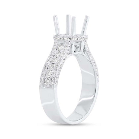 0.71ct 14k White Gold Diamond Semi-mount Ring 2-pc for 1.00ct Center