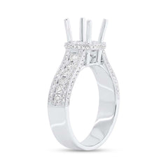 0.71ct 14k White Gold Diamond Semi-mount Ring 2-pc for 1.00ct Center