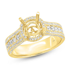 0.71ct 14k Yellow Gold Diamond Semi-mount Ring 2-pc for 1.00ct Center