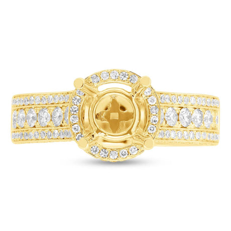 0.71ct 14k Yellow Gold Diamond Semi-mount Ring 2-pc for 1.00ct Center