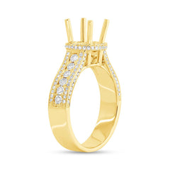 0.71ct 14k Yellow Gold Diamond Semi-mount Ring 2-pc for 1.00ct Center