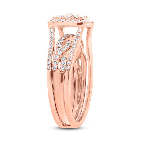 0.86ct 14k Rose Gold Diamond Wedding Set Cluster