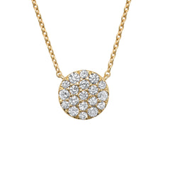 0.43ct 14k Yellow Gold Diamond Pave Circle Necklace