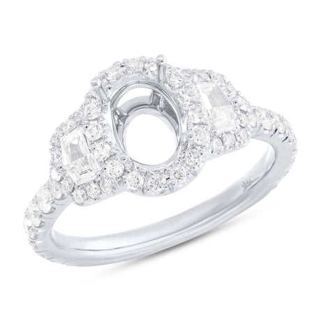 0.95ct 18k White Gold Diamond Semi-mount Ring for 7.5x5.5mm Center