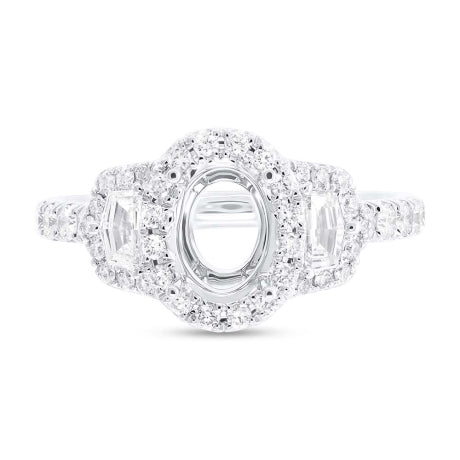0.95ct 18k White Gold Diamond Semi-mount Ring for 7.5x5.5mm Center