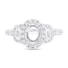 0.95ct 18k White Gold Diamond Semi-mount Ring for 7.5x5.5mm Center