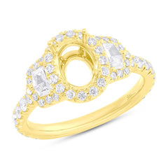 0.95ct 18k Yellow Gold Diamond Semi-mount Ring for 7.5x5.5mm Center
